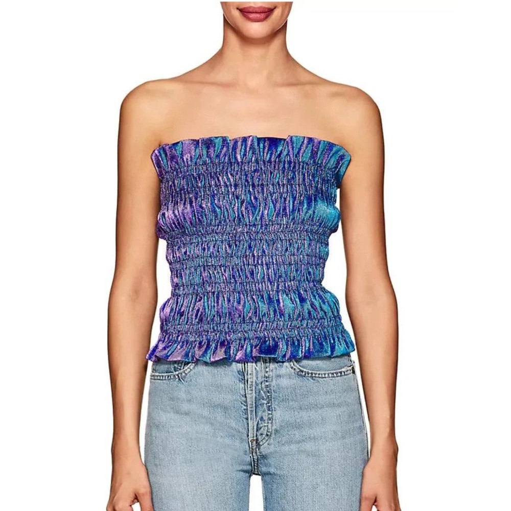 AREA Stretch lame ruched tube top (champagne color)